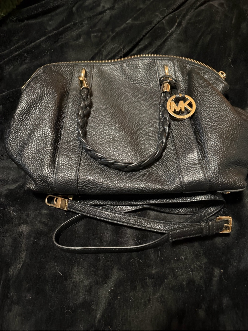 Michael Kors Black Pebbled Leather Shoulder Tote Bag